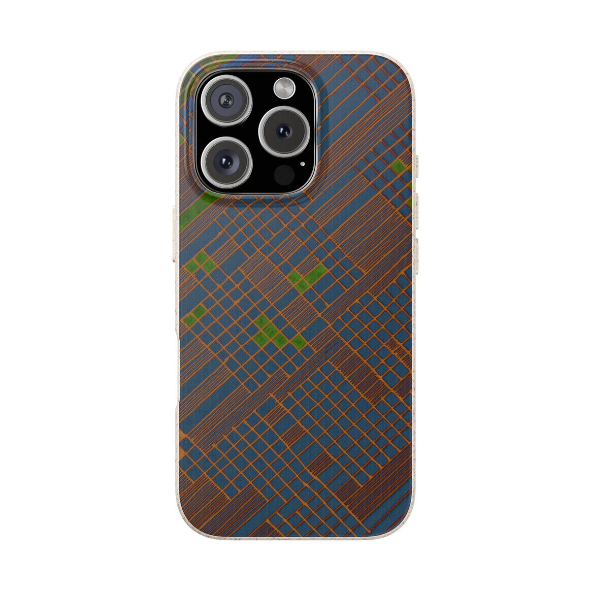 Biodegradable Phone Case — Earthy Geometric Plaid Eco-Friendly Cover, eco friendly phone case product image