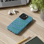 Tough Phone Case — Blue-Green Geometric Watercolor Pattern, shockproof iphone 17 pro case lifestyle product scene