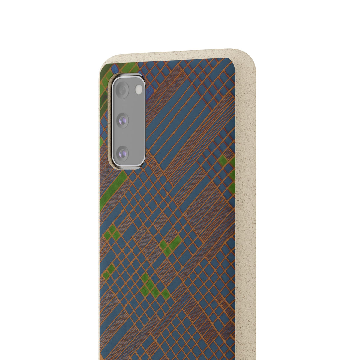 Biodegradable Phone Case — Earthy Geometric Plaid Eco-Friendly Cover, eco friendly phone case product image