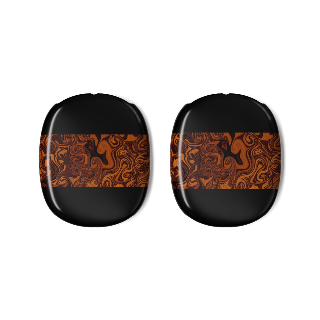 AirPods Max Lightweight Shell Case - Brown Swirl Marble Stripe, Scratch-Resistant, Durable Protection displayed as matching earcup covers; Apple Airpods Max 2 lightweight shell with durable scratch-resistant finish.
