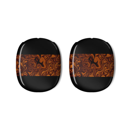 AirPods Max Lightweight Shell Case - Brown Swirl Marble Stripe, Scratch-Resistant, Durable Protection displayed as matching earcup covers; Apple Airpods Max 2 lightweight shell with durable scratch-resistant finish.