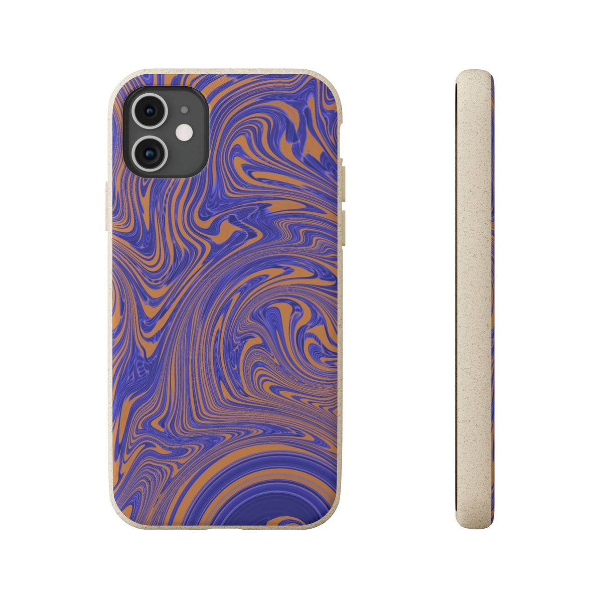 Biodegradable Marble Swirl Phone Case — Purple & Orange Eco-Friendly Protective Cover with multi-camera opening; protective biodegradable case _CASETiFY5 alternative.
