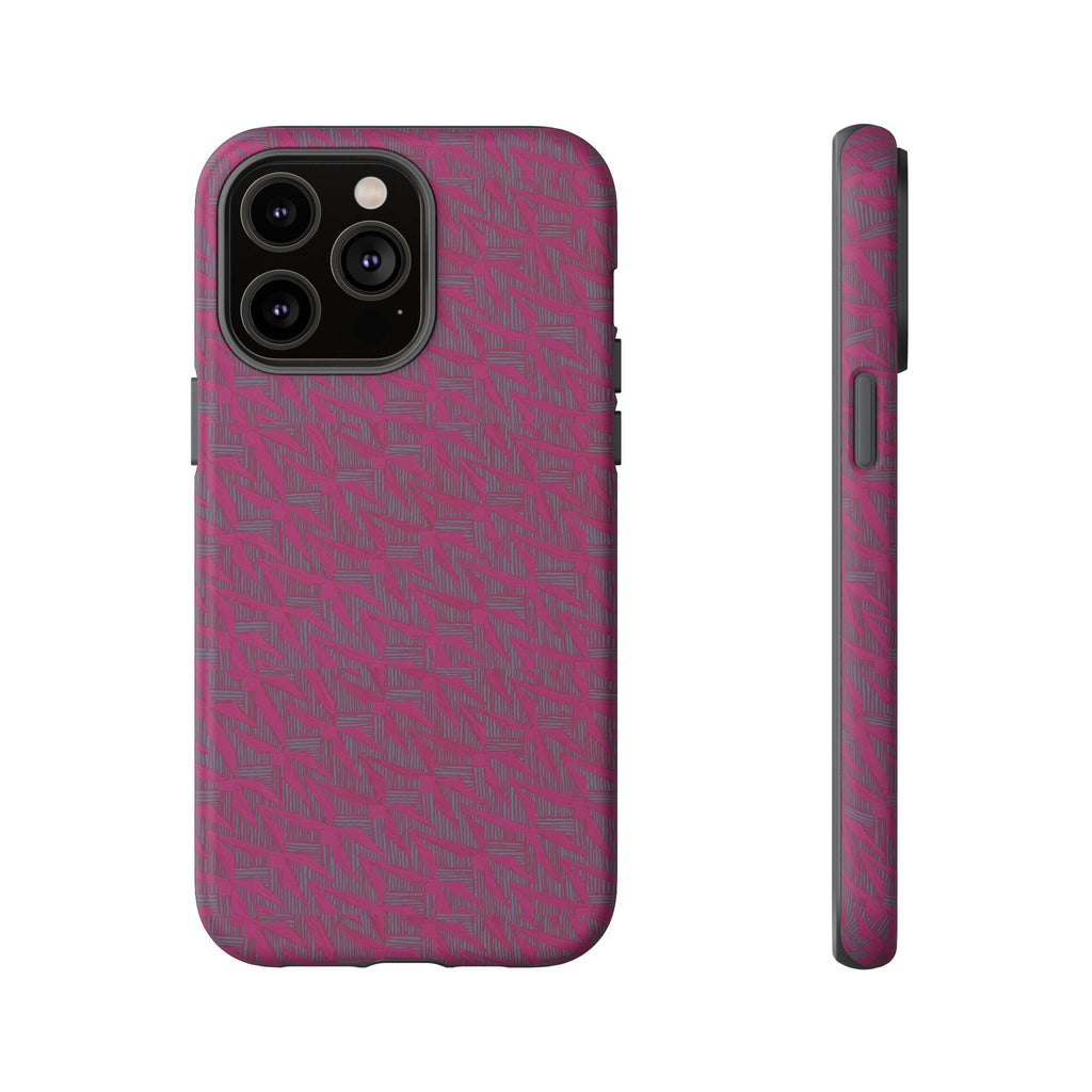 Pink Textured Tough Phone Case — Protective Slim iPhone Cover, durable wireless charging case