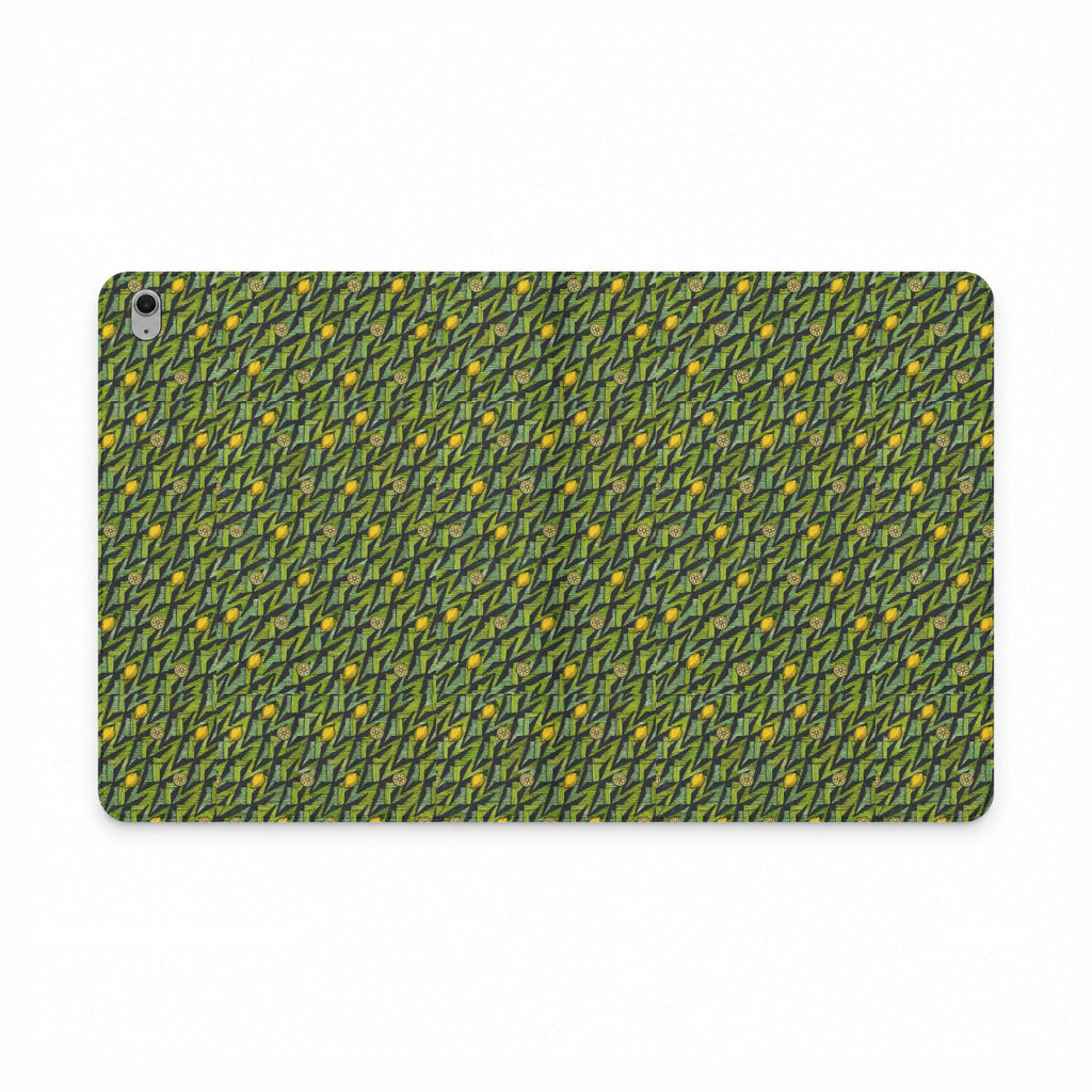 Green Botanical Pattern Tablet Folio Case, a vegan leather tablet case featuring a rich green botanical print and slim protective profile