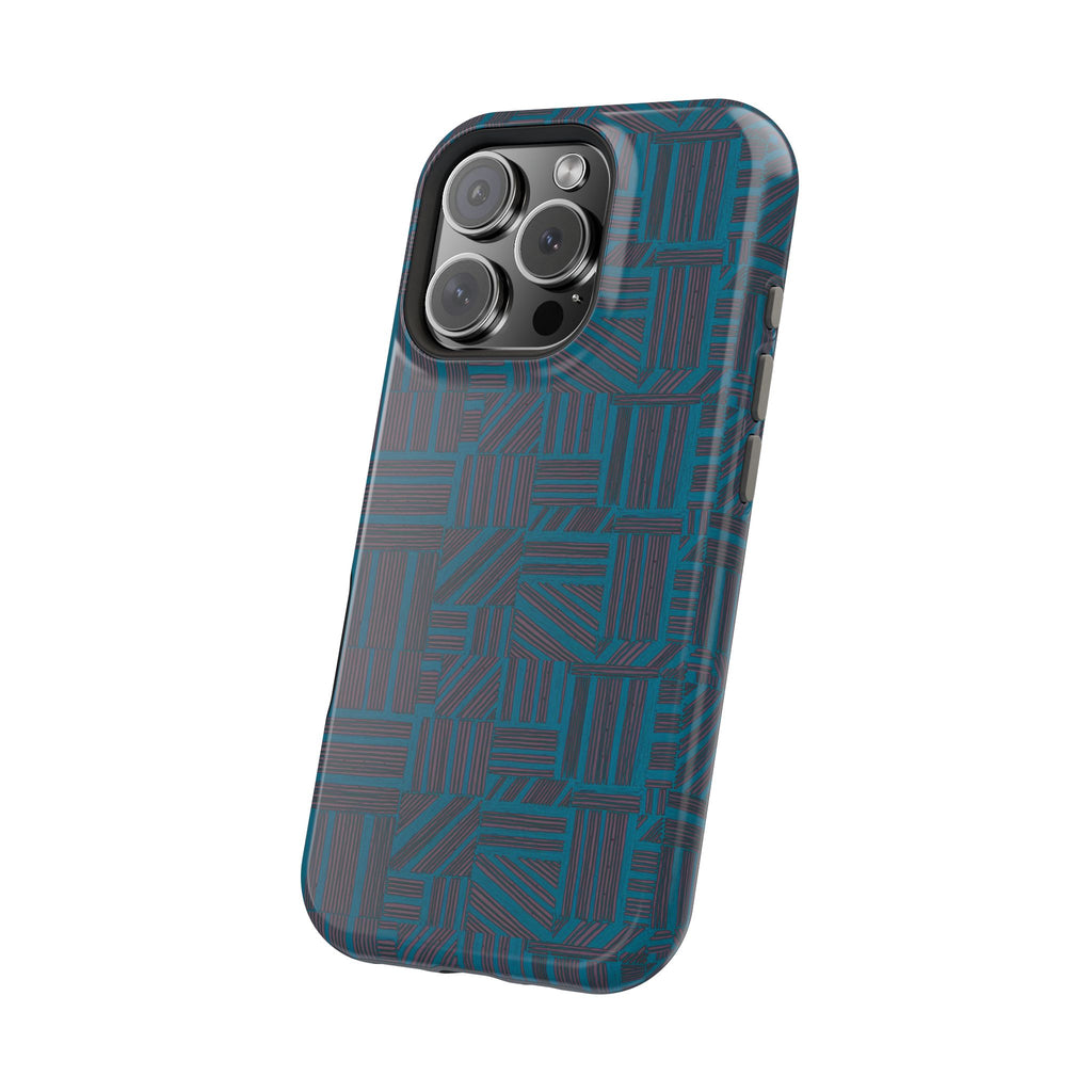 Impact Resistant iPhone 17 Case, Teal Geometric MagSafe Dual-Layer Protection