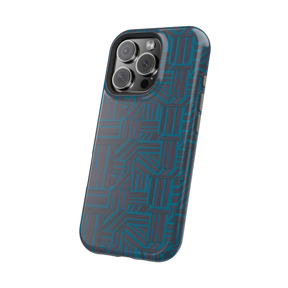 Impact Resistant iPhone 17 Case, Teal Geometric MagSafe Dual-Layer Protection