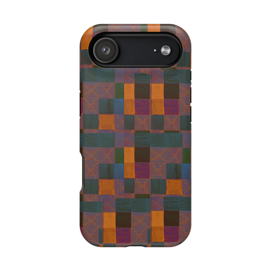 Impact-Resistant Phone Case — Retro Checkerboard Pattern, Fractyl wireless charging iphone 18 pro case featuring colorful textured squares for distinctive everyday style.