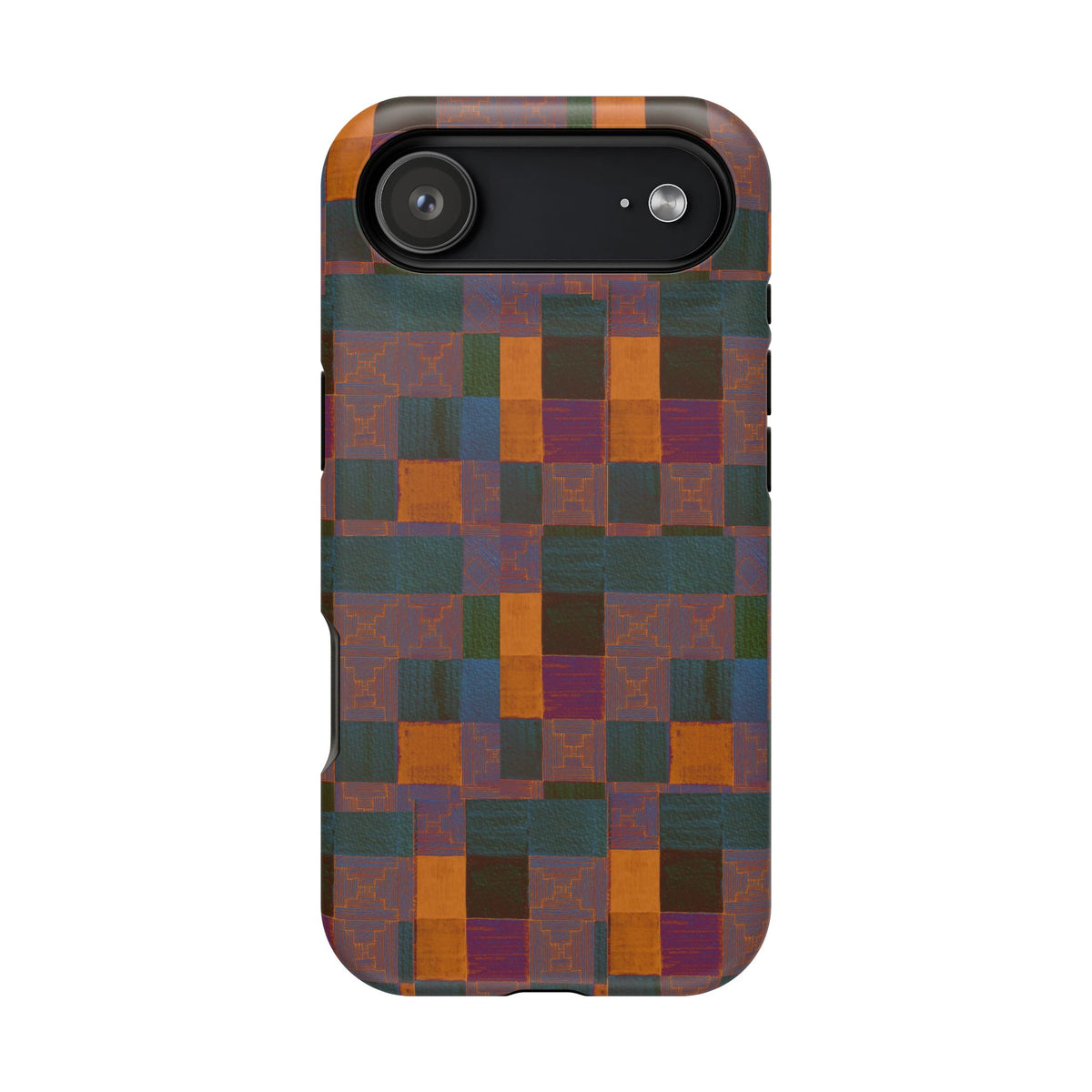 Impact-Resistant Phone Case — Retro Checkerboard Pattern, Fractyl wireless charging iphone 18 pro case featuring colorful textured squares for distinctive everyday style.