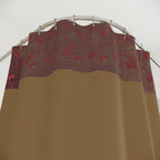 Close-up of the Earth Tone Striped Shower Curtain, highlighting its textured fabric shower curtain waterproof characteristics. The brown and red accents create a cozy atmosphere, making it perfect for a minimal shower space, while adding an earthy touch to your bathroom decor.