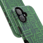 Green Dual Layer iPhone 17 Pro Phone Case, Geometric MagSafe 2-Layer Impact Protection
