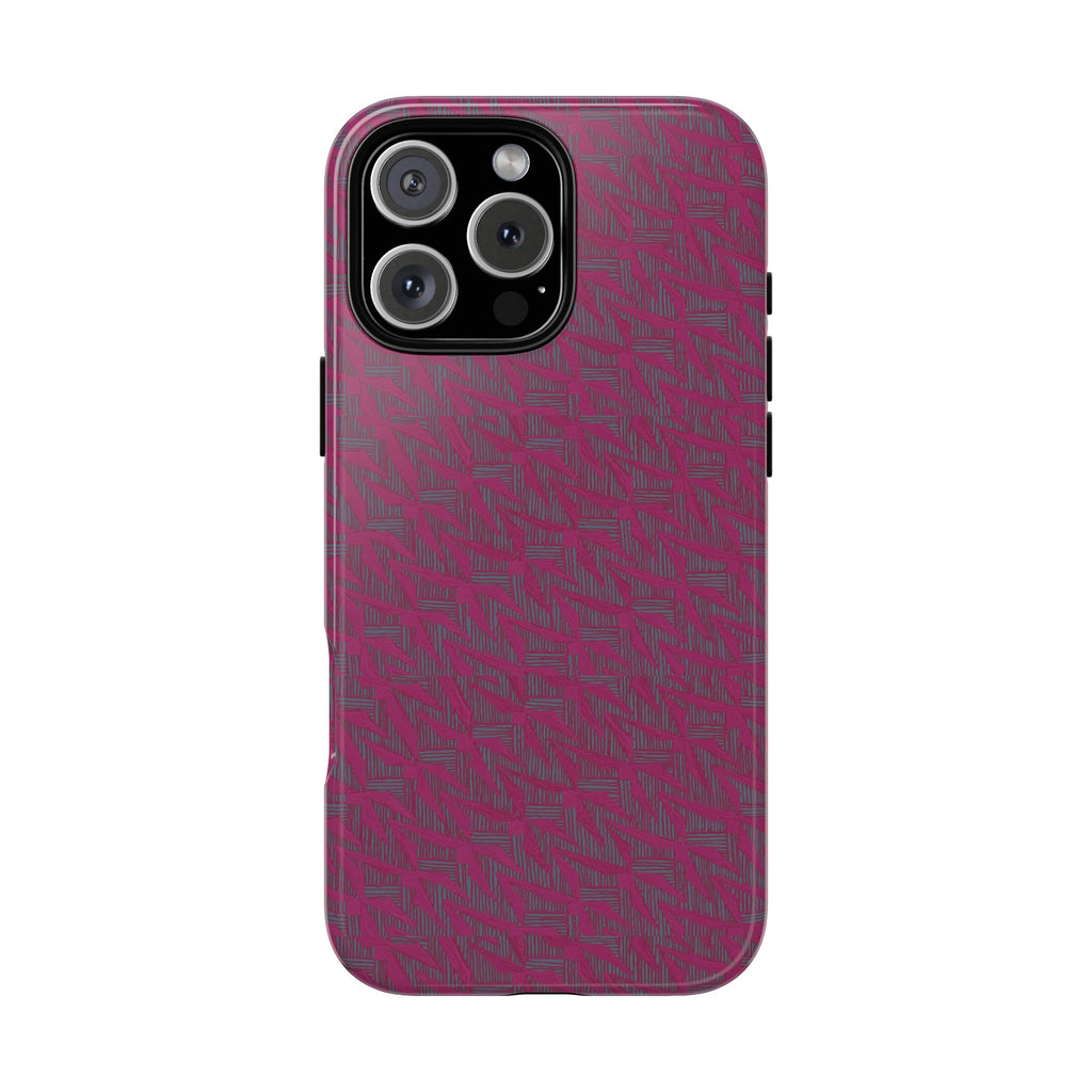 Pink Textured Tough Phone Case — Protective Slim iPhone Cover, durable wireless charging case