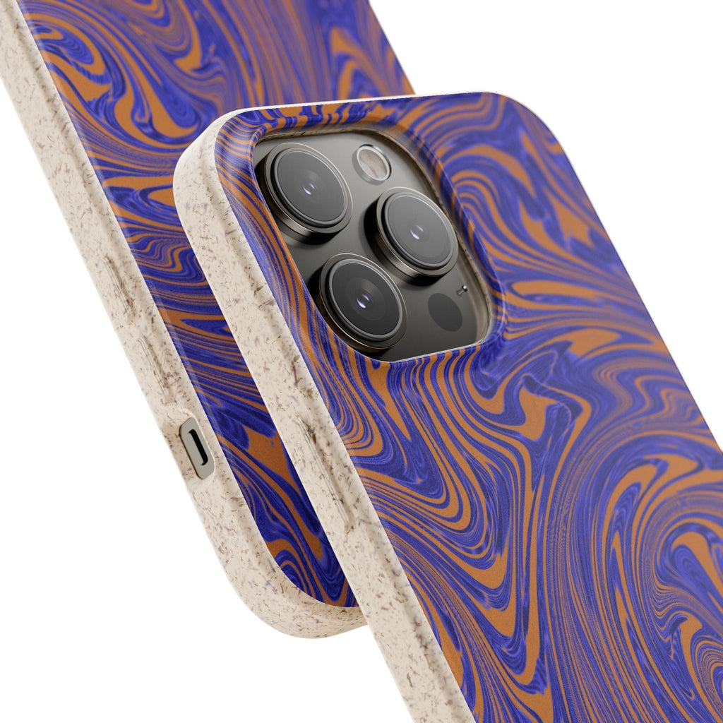 Biodegradable iPhone 17 Case – Purple Orange Marble Swirl Eco-Friendly Protection