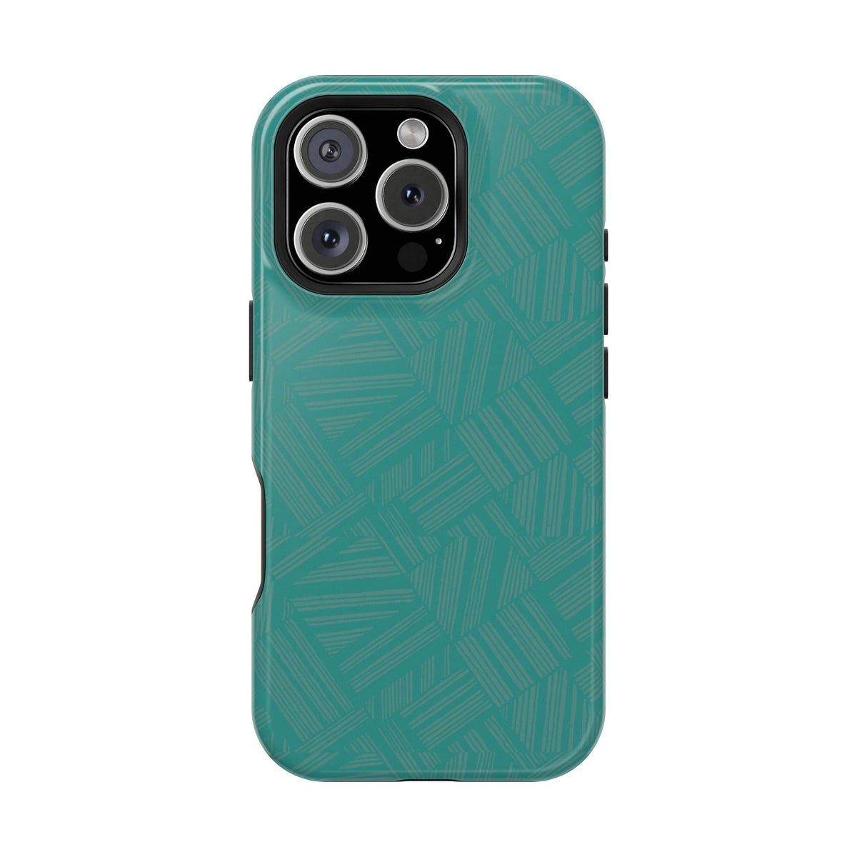 Magnetic Impact-Resistant Phone Case — Teal Geometric Protective Cover, magnetic iphone 18 pro case camera-ready phone cover