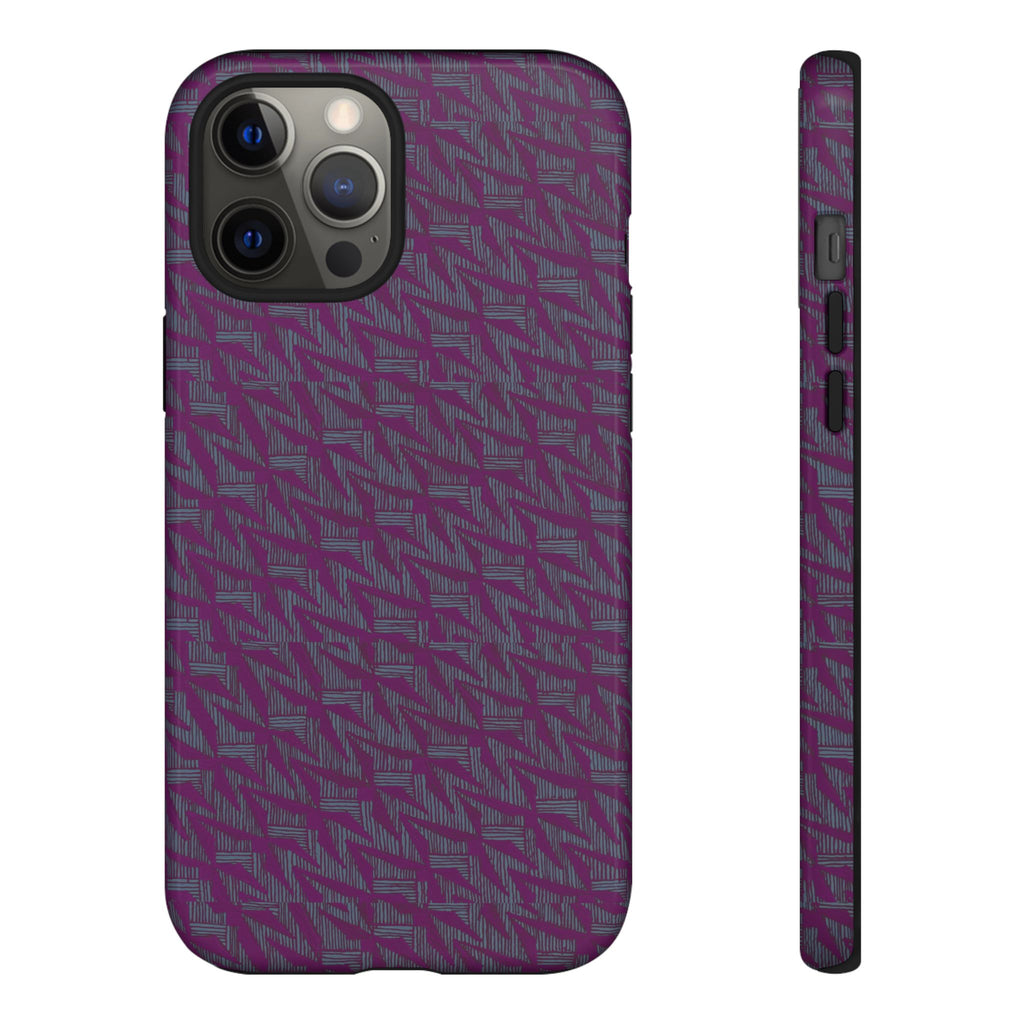Purple Geometric Tough Phone Case — Protective Slim Phone Cover, close rear view with precise camera opening, shockproof iphone 17 pro cover