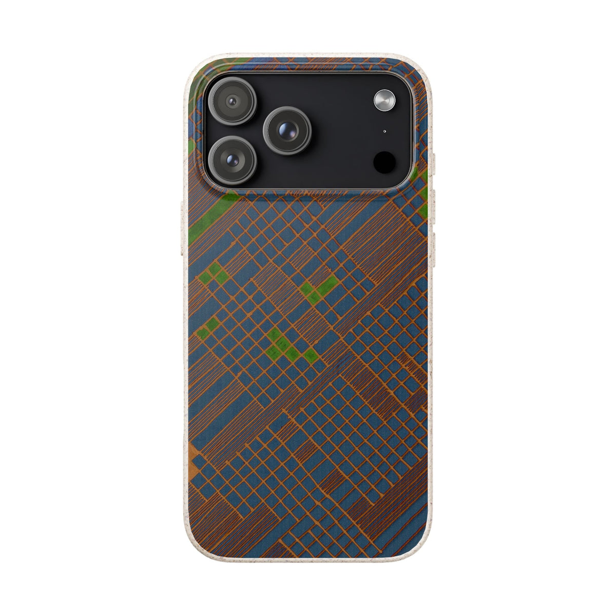 Biodegradable Phone Case — Earthy Geometric Plaid Eco-Friendly Cover, eco friendly phone case product image