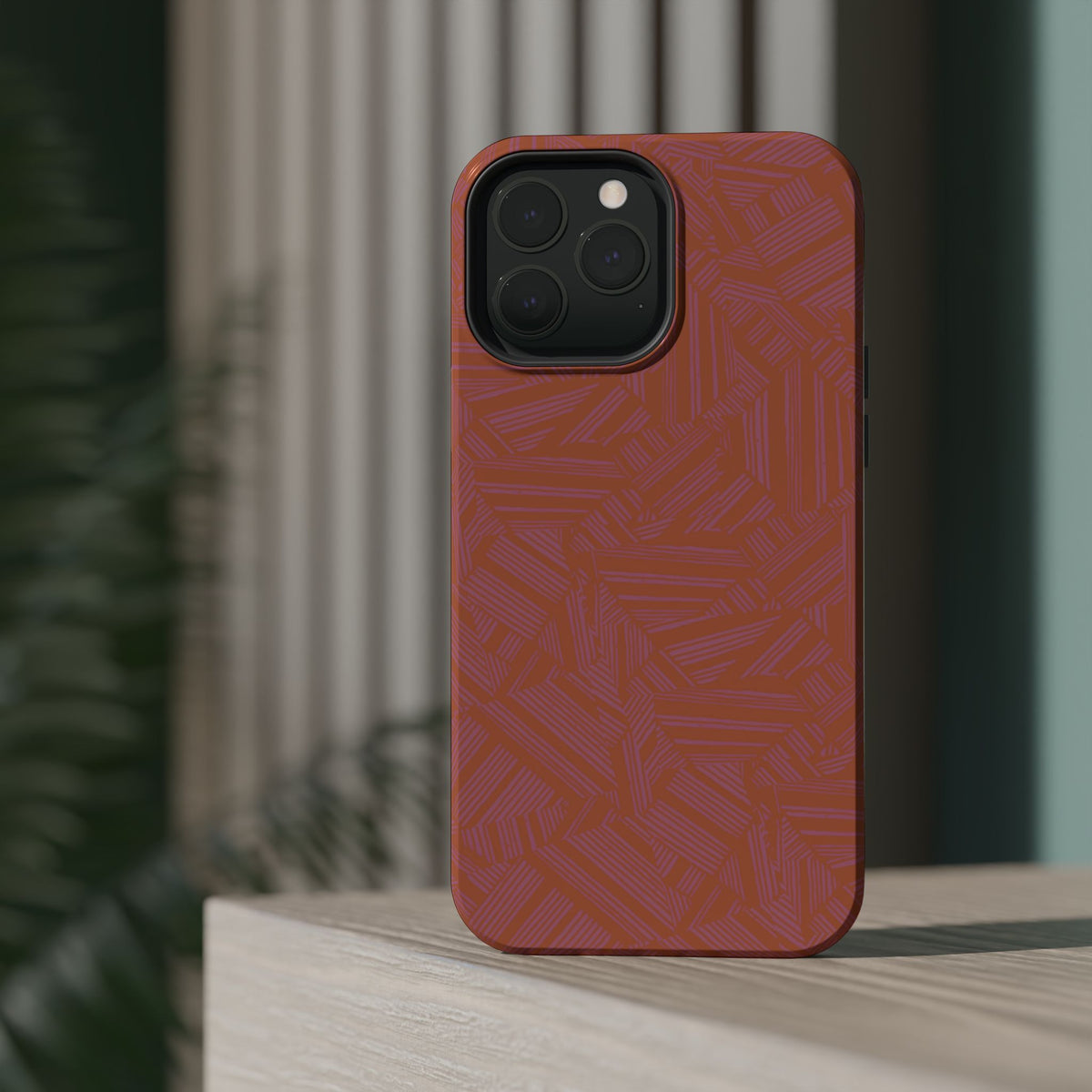 Protective iPhone 18 Pro Max Case With Terracotta Geometric MagSafe Impact Resistance