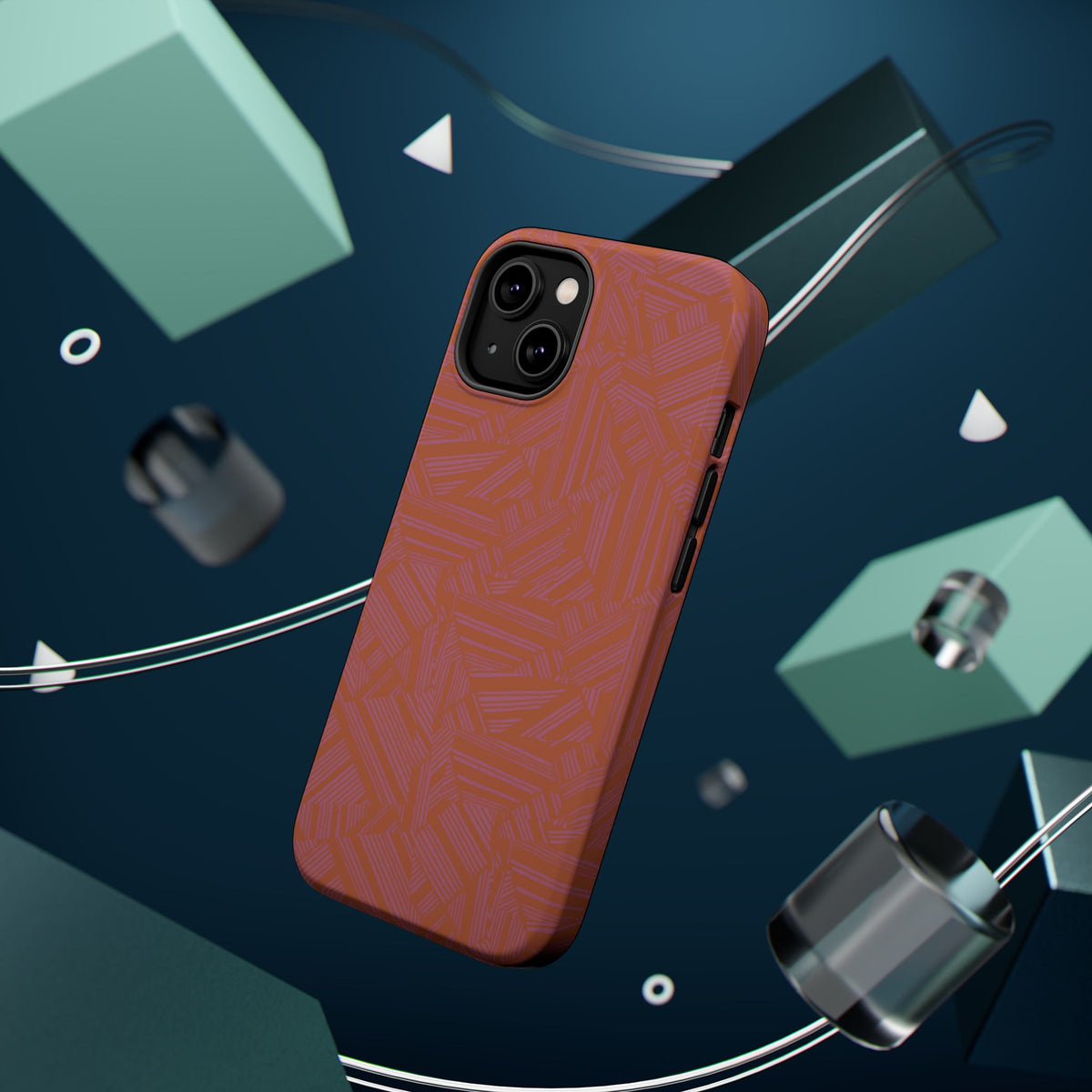 Protective iPhone 18 Pro Max Case With Terracotta Geometric MagSafe Impact Resistance