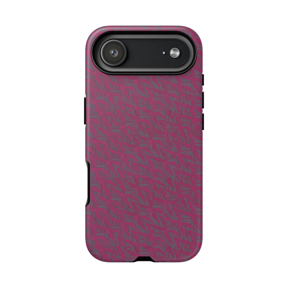 Pink Textured Tough Phone Case — Protective Slim iPhone Cover, durable wireless charging case