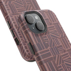 MagSafe Impact Resistant Phone Case - Geometric Brown Pattern, Dual-Layer Protection, close-up of geometric brown case texture; impact resistant iphone 17 pro max case