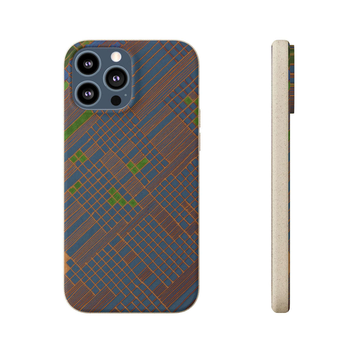 Biodegradable Phone Case — Earthy Geometric Plaid Eco-Friendly Cover, eco friendly phone case product image