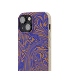Biodegradable Marble Swirl Phone Case — Purple & Orange Eco-Friendly Protective Cover with a raised camera cutout; protective biodegradable case _CASETiFY5 alternative.
