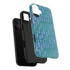 Tough Phone Case — Blue-Green Geometric Watercolor Pattern, shockproof iphone 17 pro case protective two-piece construction