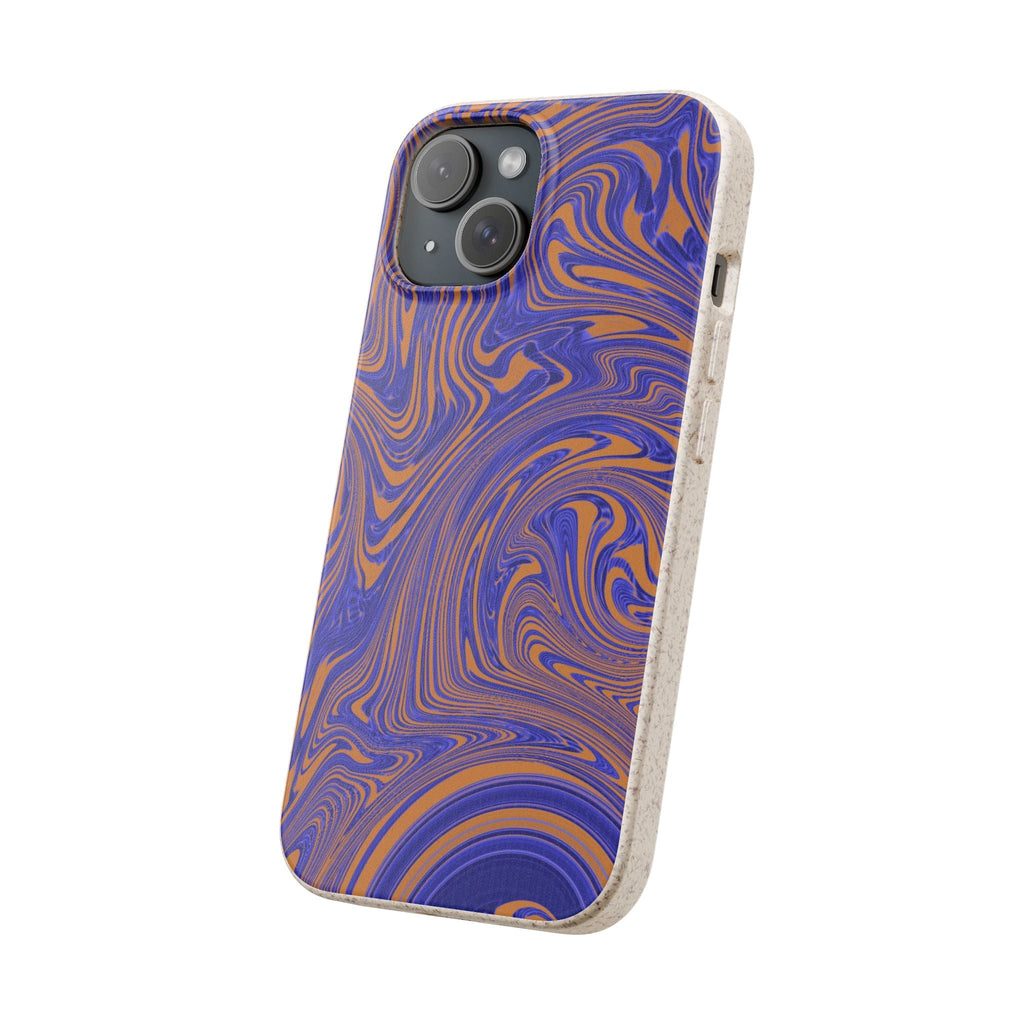 Biodegradable iPhone 17 Case – Purple Orange Marble Swirl Eco-Friendly Protection