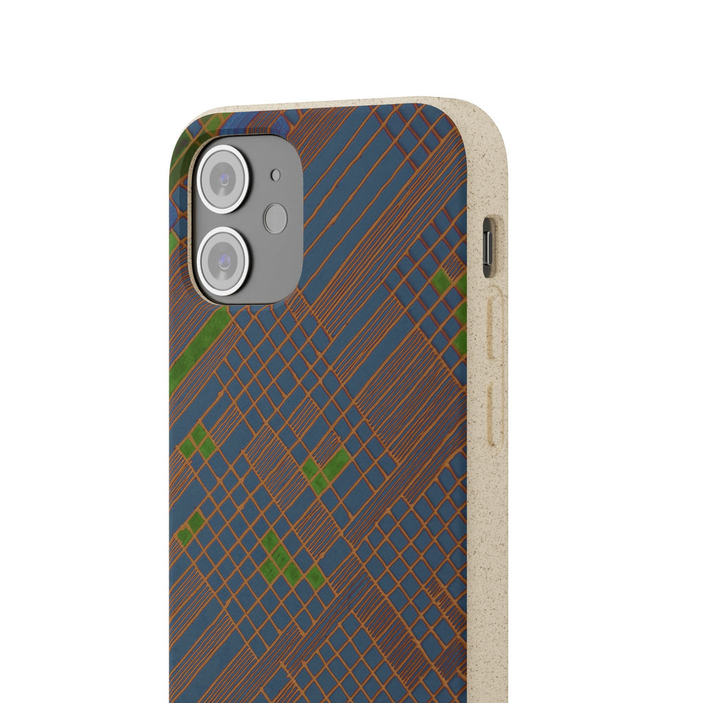 Biodegradable Phone Case — Earthy Geometric Plaid Eco-Friendly Cover, eco friendly phone case product image
