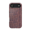 MagSafe Impact Resistant Phone Case - Geometric Brown Pattern, Dual-Layer Protection, side-access protective shell; impact resistant iphone 17 pro max case