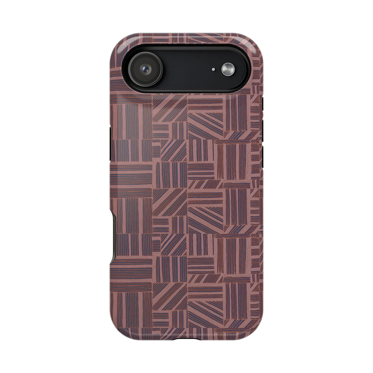 MagSafe Impact Resistant Phone Case - Geometric Brown Pattern, Dual-Layer Protection, side-access protective shell; impact resistant iphone 17 pro max case