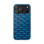 Eco-Friendly Blue Geometric Plant-Based Phone Case – Biodegradable & MagSafe® Compatible, showcasing vibrant blue geometric patterns on a sleek frosted matte finish.