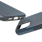 Impact Resistant Phone Case-20% OFF Entire Order, And Free Shipping, Teal Geometric MagSafe protective case bottom edge with port openings; impact resistant iphone 17 case-20% OFF Entire Order, and Free Shipping.