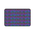 Geometric Neon Wave Desk Mat — Retro Purple & Teal Gamer Desk Pad, gaming desk mat shown in a compact size with vibrant angular pattern.