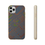 Biodegradable Phone Case — Earthy Geometric Plaid Eco-Friendly Cover, eco friendly phone case product image