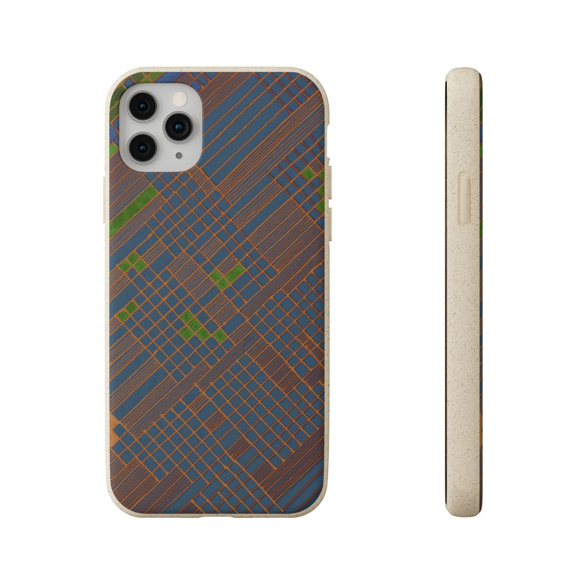 Biodegradable Phone Case — Earthy Geometric Plaid Eco-Friendly Cover, eco friendly phone case product image