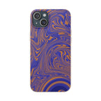 Biodegradable Marble Swirl Phone Case — Purple & Orange Eco-Friendly Protective Cover shown from a three-quarter rear angle; protective biodegradable case _CASETiFY5 alternative.