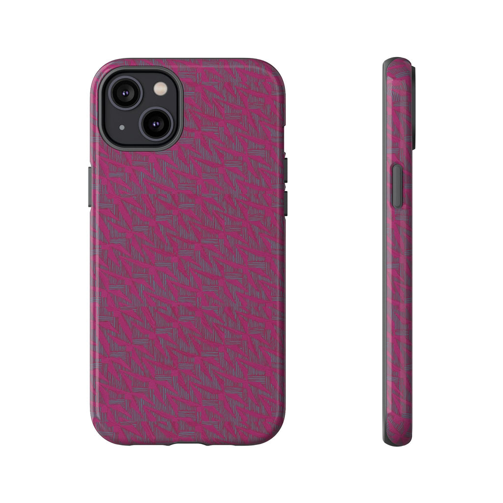 Pink Textured Tough Phone Case — Protective Slim iPhone Cover, durable wireless charging case