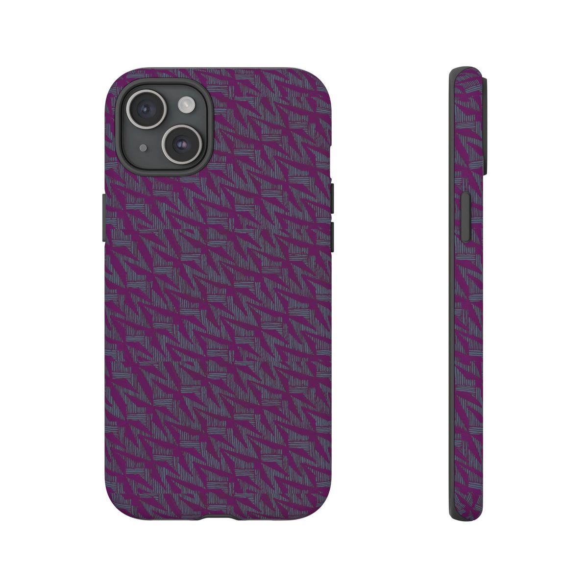 Purple Geometric Tough Phone Case — Protective Slim Phone Cover, camera module clearance and slim edges, shockproof iphone 17 pro cover