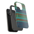 Green Geometric Stripe Phone Case — Impact-Resistant, wireless charging iphone 16 pro max case with a modern geometric stripe finish.
