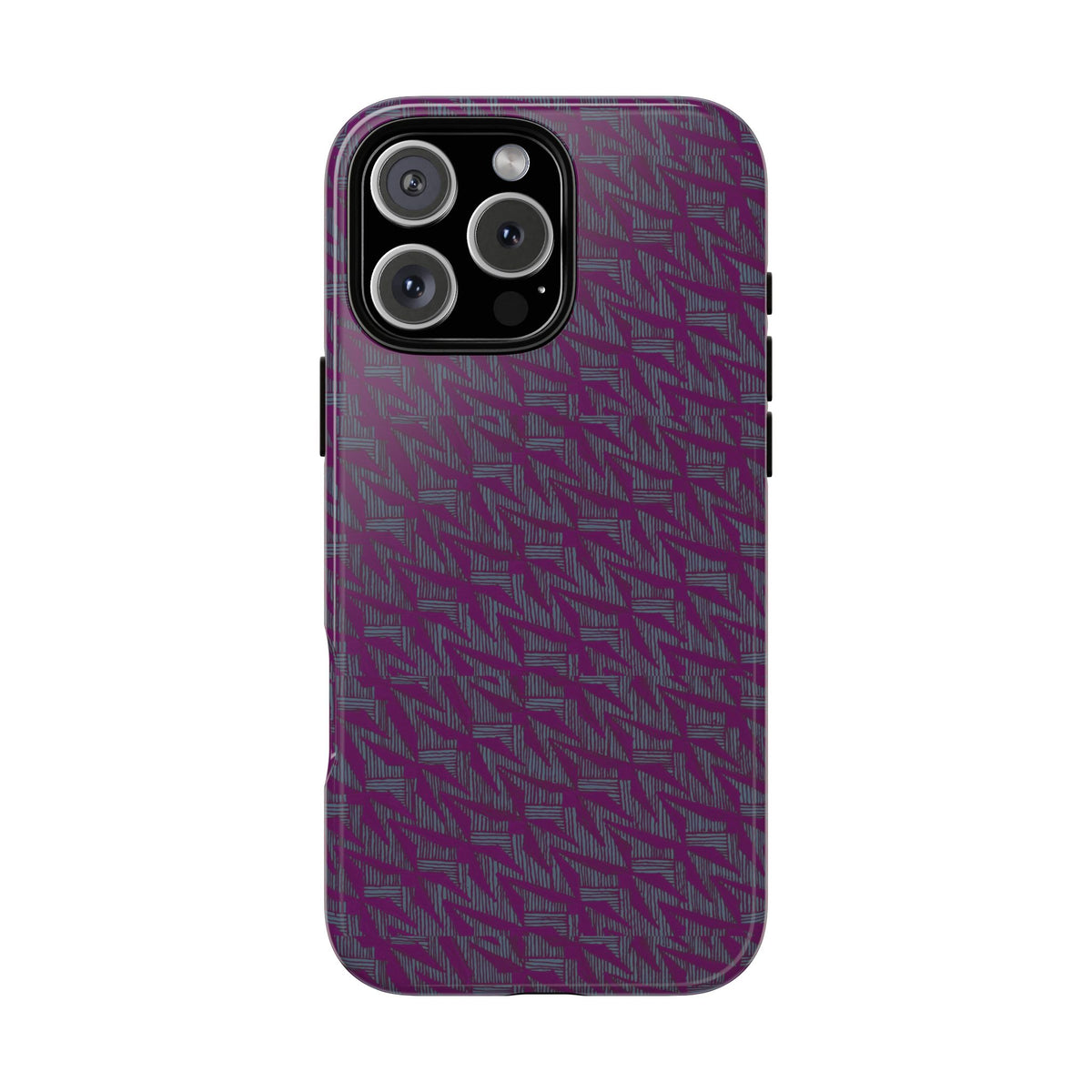 Purple Geometric Tough Phone Case — Protective Slim Phone Cover, full rear view of slim dual-layer case, shockproof iphone 17 pro cover