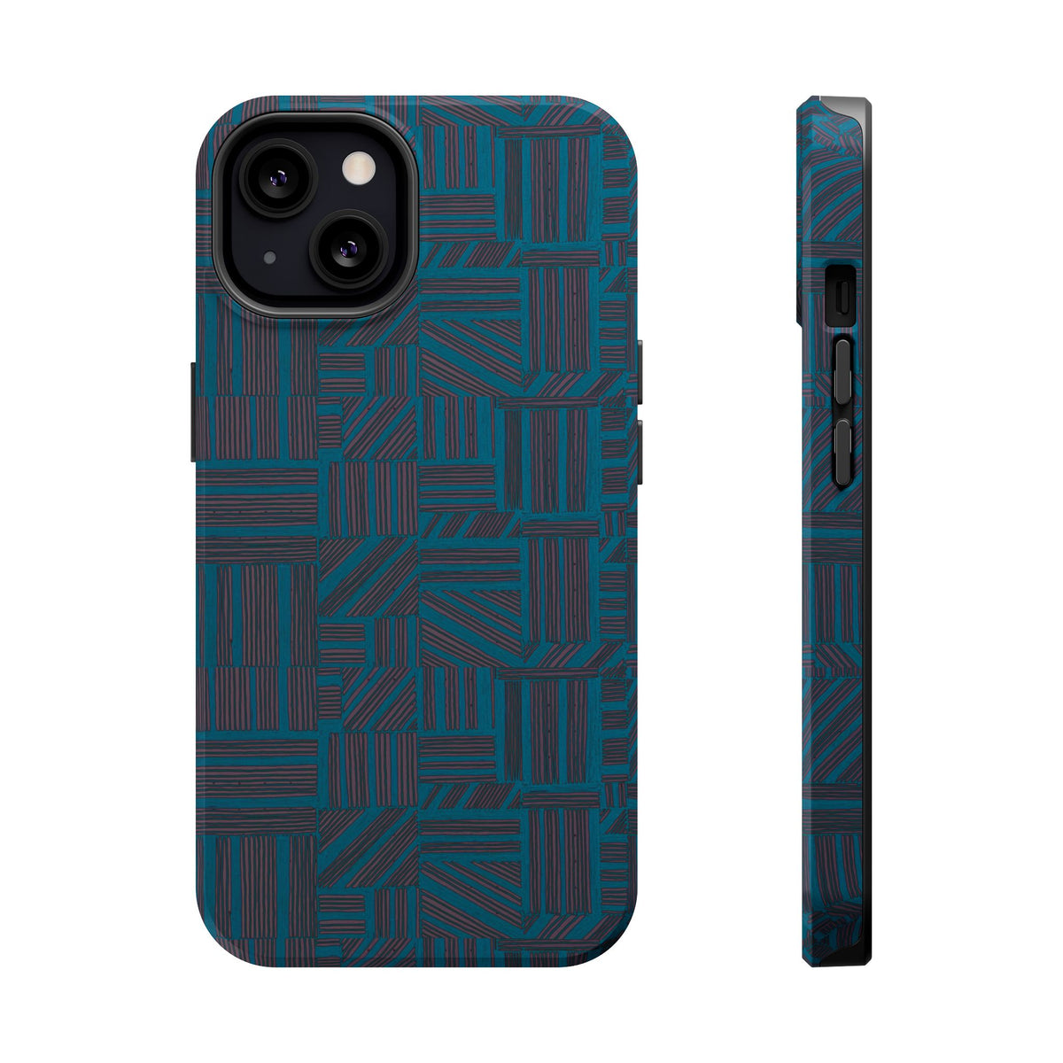Impact Resistant Phone Case-20% OFF Entire Order, And Free Shipping, Teal Geometric MagSafe slim protective case with raised edges; impact resistant iphone 17 case-20% OFF Entire Order, and Free Shipping.