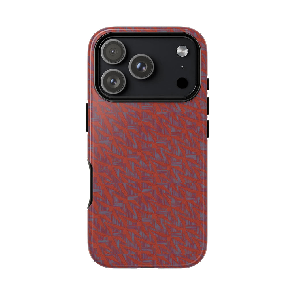 Red Pebble Texture Tough Phone Case — Rugged Shockproof iPhone Cover, wireless charging iphone 17 promax case featuring precise port access