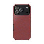 Red Pebble Texture Tough Phone Case — Rugged Shockproof iPhone Cover, wireless charging iphone 17 promax case featuring precise port access
