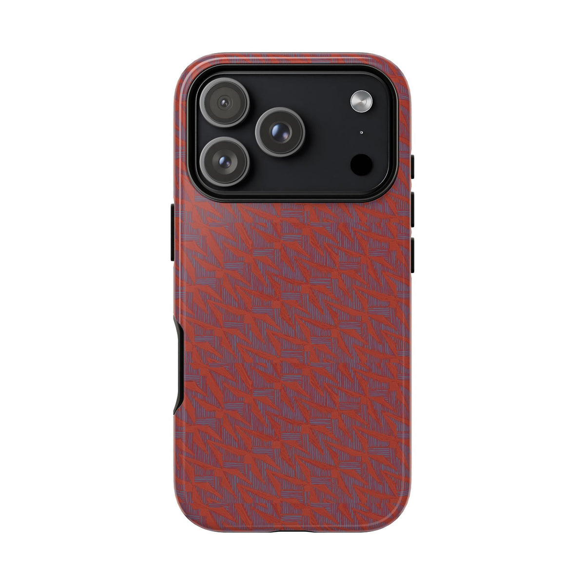 Red Pebble Texture Tough Phone Case — Rugged Shockproof iPhone Cover, wireless charging iphone 17 promax case featuring precise port access