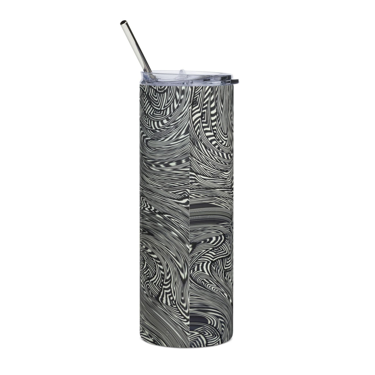 20oz Stainless Steel Tumbler – Gray Marble Swirl Insulated Travel Cup by Printify, displaying a beautiful waves of grey swirl that charm modern drinkware enthusiasts. This insulated coffee cup is the perfect gift for her or him, blending style with practicality. As a versatile everyday tumbler, it adds flair to your office tumbler collection. Enjoy your favorite beverages in this sleek skinny tumbler, crafted from high-quality stainless steel for lasting performance.