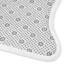 Detailed view of the backing of a Pet Feeding Mat, featuring a playful pattern. This memory foam dog mat is both stylish and practical, serving as a non-slip mat in your pet feeding space. This pet bowl mat is an ideal choice for modern homes, suitable for both dogs and cats.