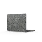 Gray Marble Swirl MacBook Case — Matte Abstract Laptop Cover exhibiting a striking black and gray swirl pattern, ideal for individuals who appreciate an understated yet stylish matte laptop cover.