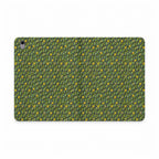 Green Botanical Pattern Tablet Folio Case, a vegan leather tablet case with repeating leafy artwork and single camera cutout