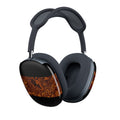 AirPods Max Lightweight Shell Case - Brown Swirl Marble Stripe, Scratch-Resistant, Durable Protection shown on black headphones; Apple Airpods Max 2 lightweight shell with stylish amber marble design.