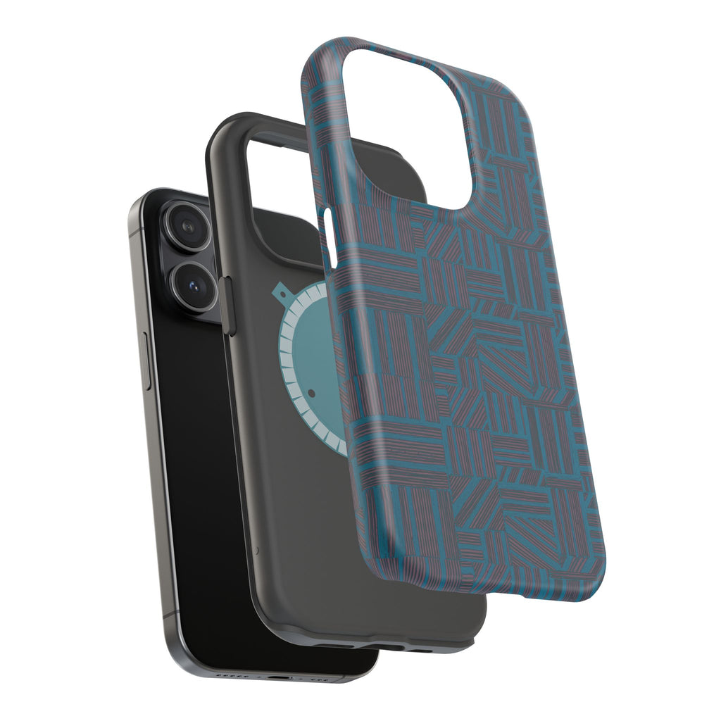 Impact Resistant iPhone 17 Case, Teal Geometric MagSafe Dual-Layer Protection